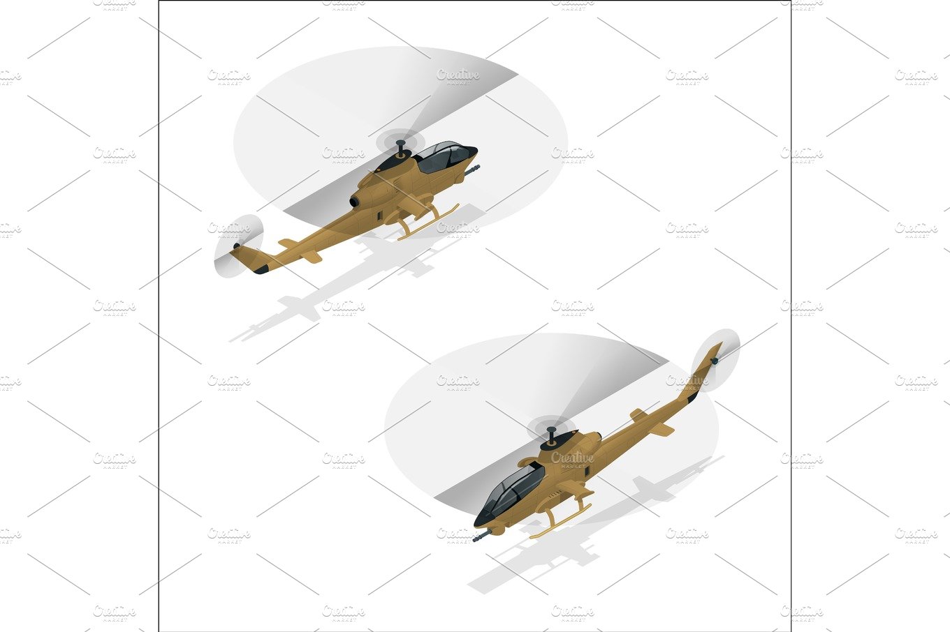 Isometric Military helicopter cover image.