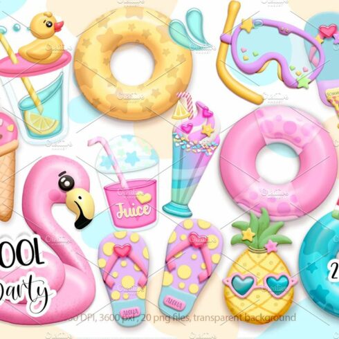 Pool party clipart cover image.