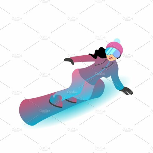 Female character is standing on a snowboard. cover image.