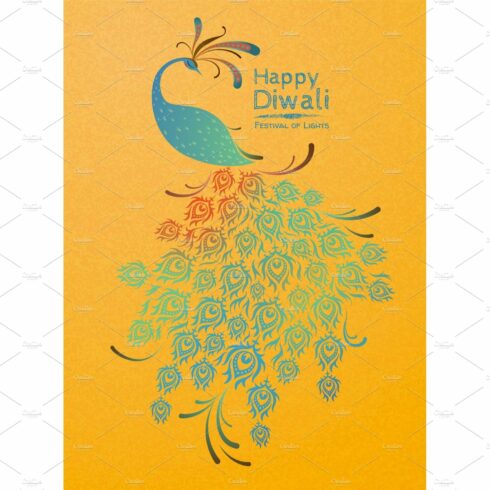 diwali peacock illustration cover image.
