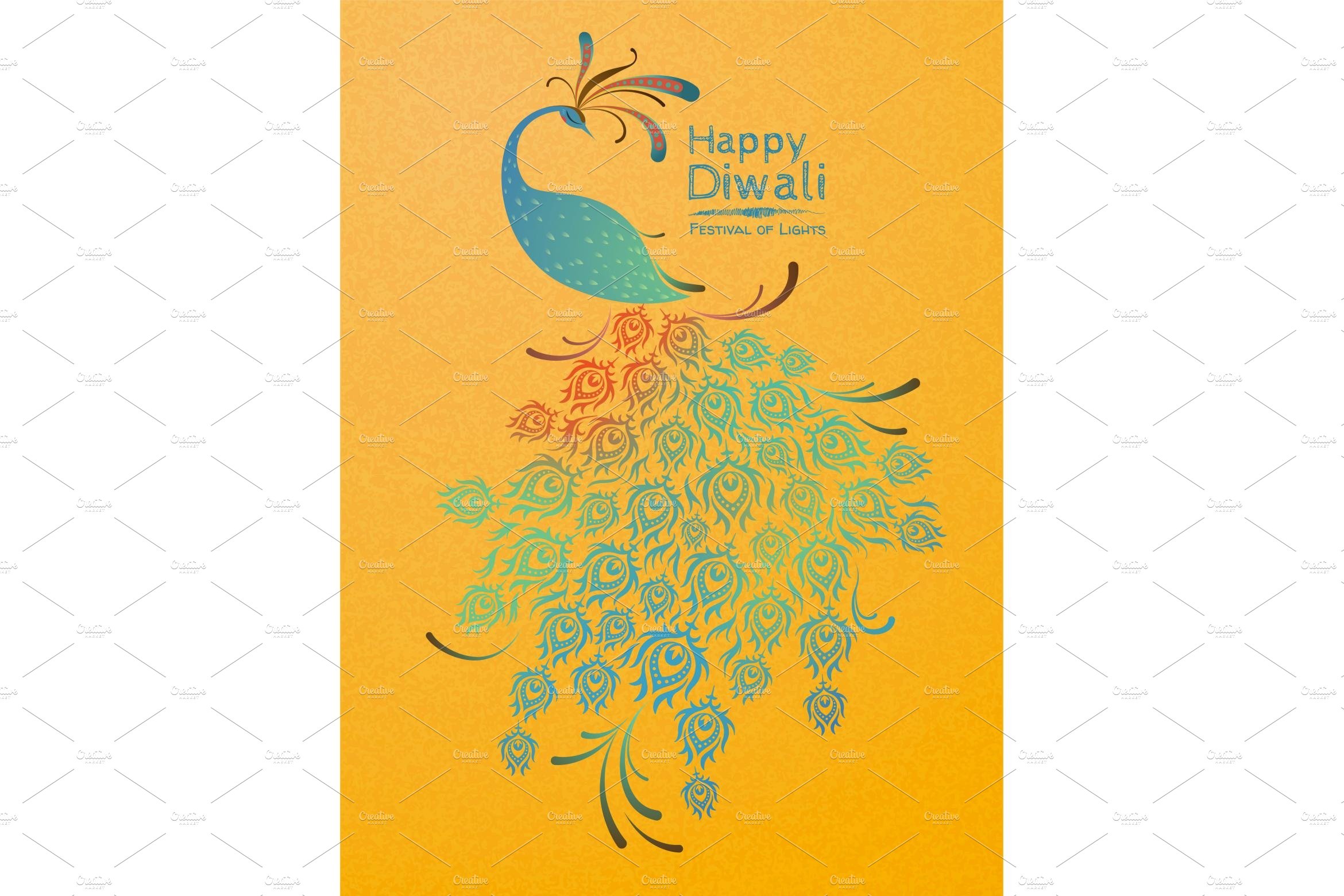 diwali peacock illustration cover image.