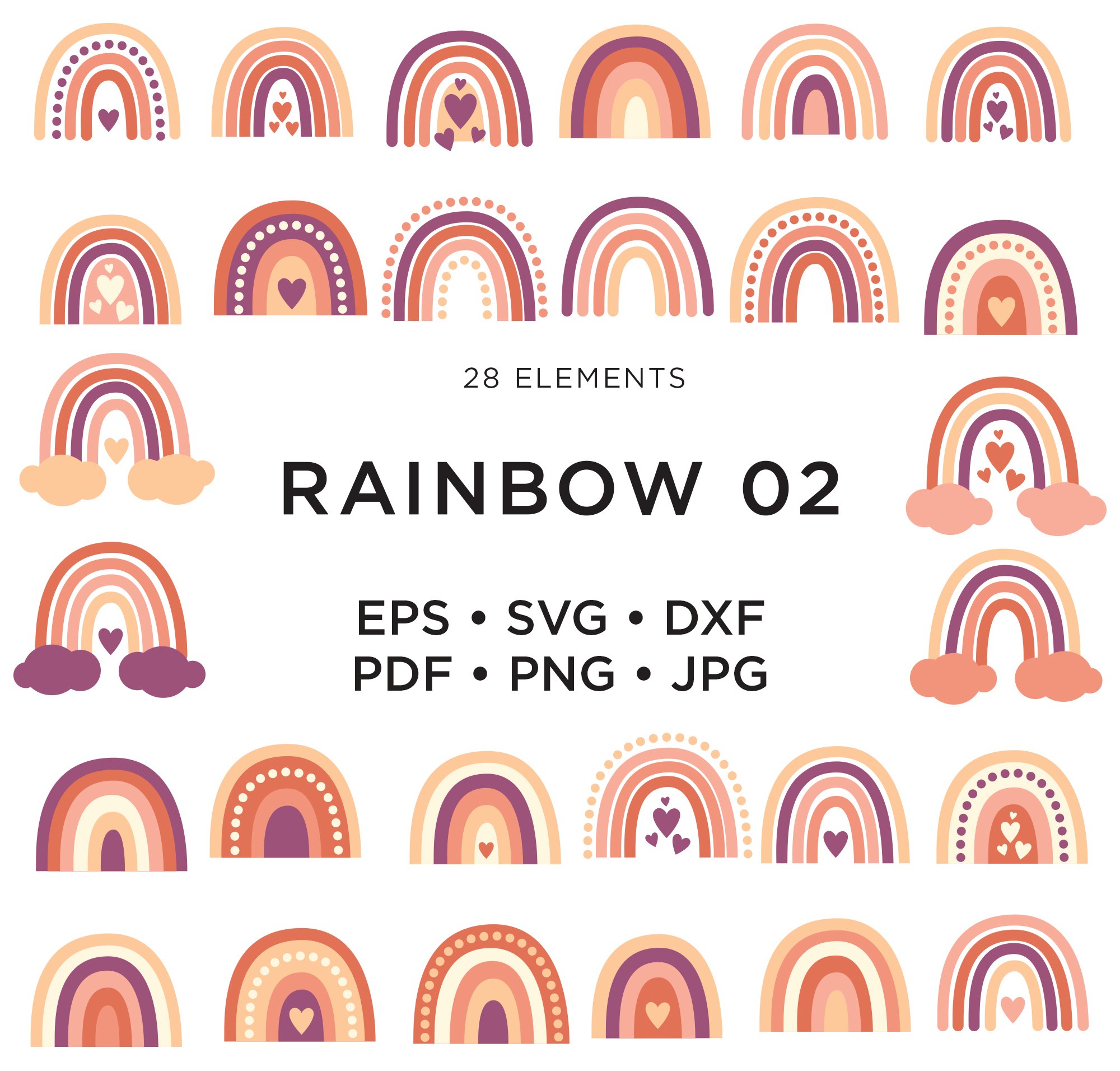 Rainbow Elements & Patterns Set #02 preview image.