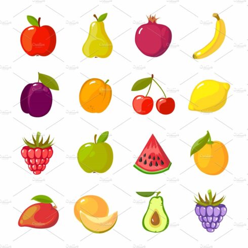 fruits cartoon set. fresh healthy cover image.