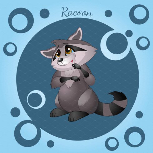 Cute raccoon in cartoon style cover image.