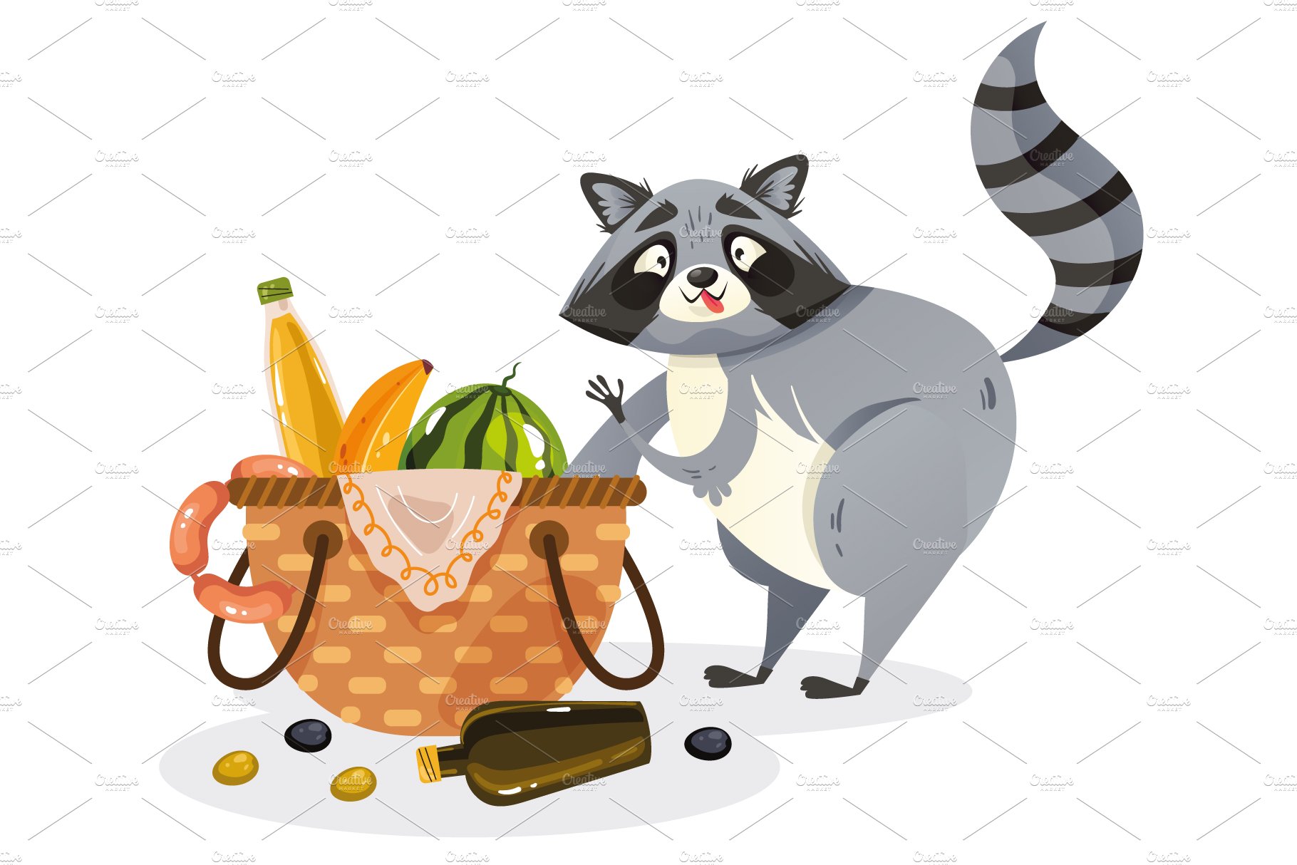 Hungry raccoon character cover image.