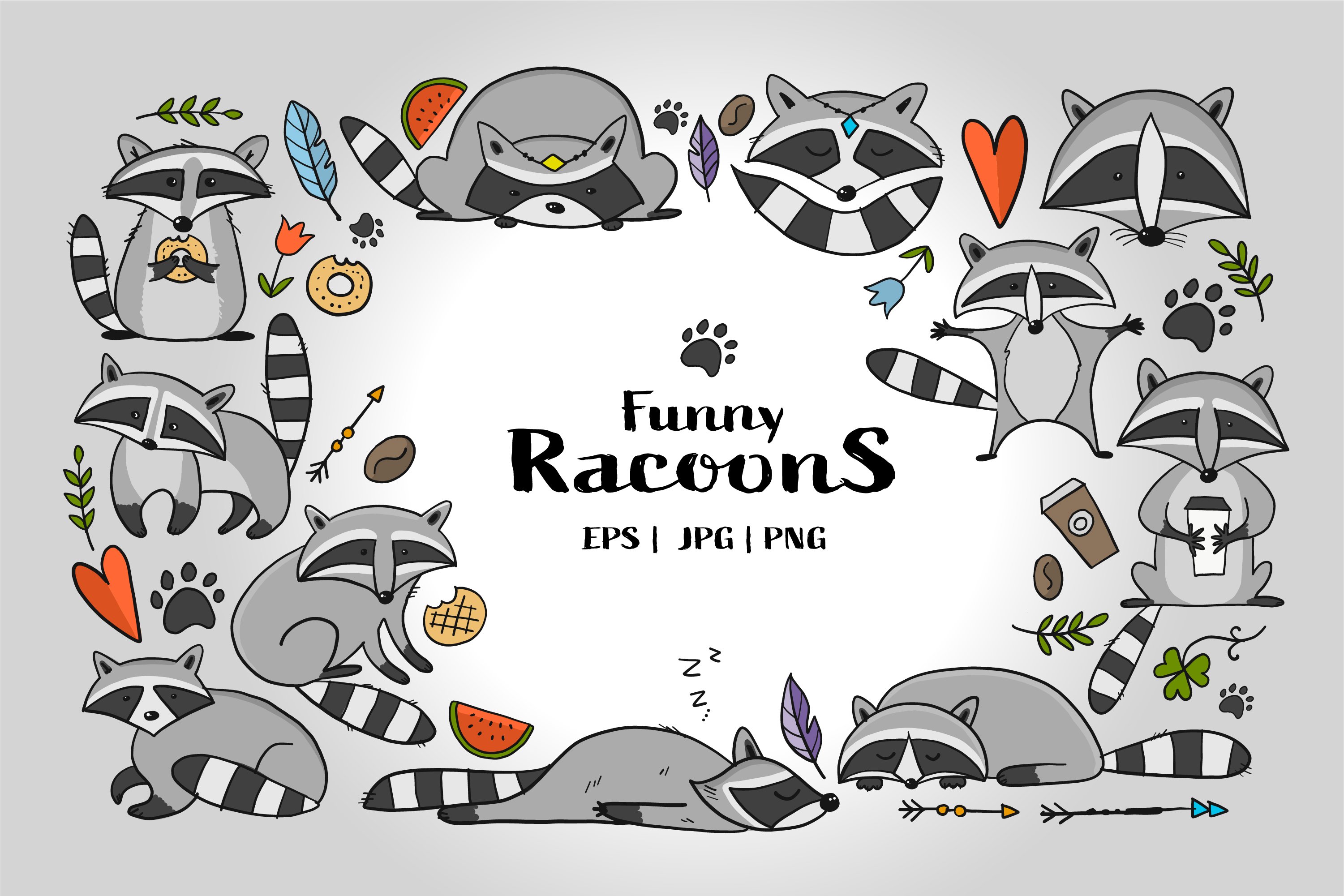 Racoons Family. Funny Characters cover image.