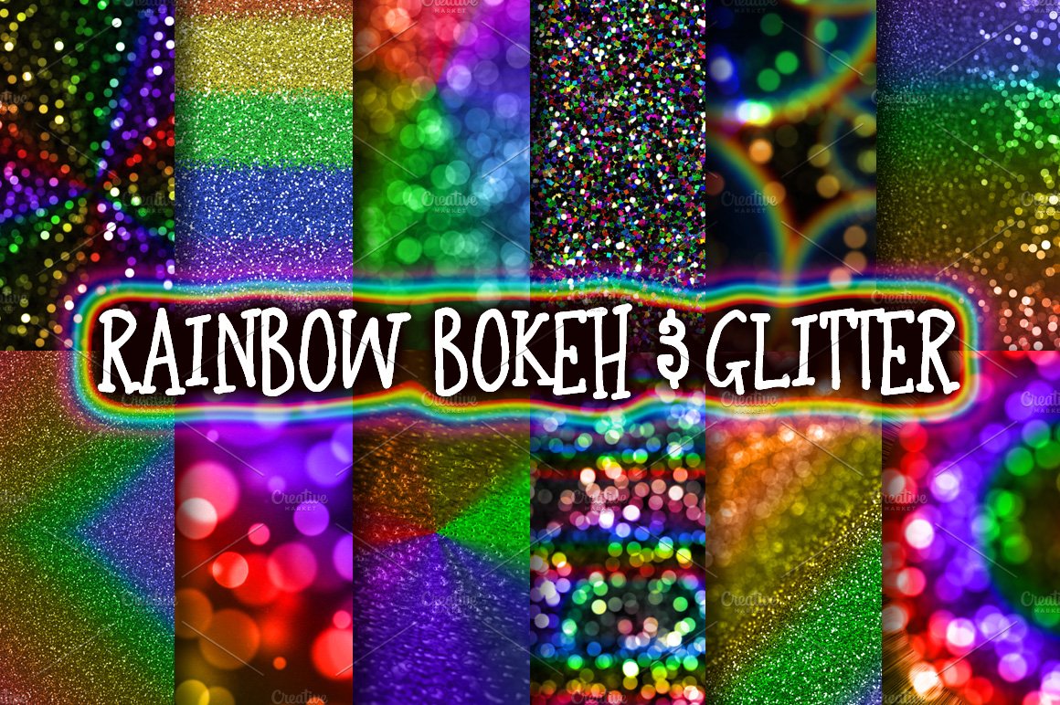 Rainbow Bokeh & Glitter Backgrounds cover image.