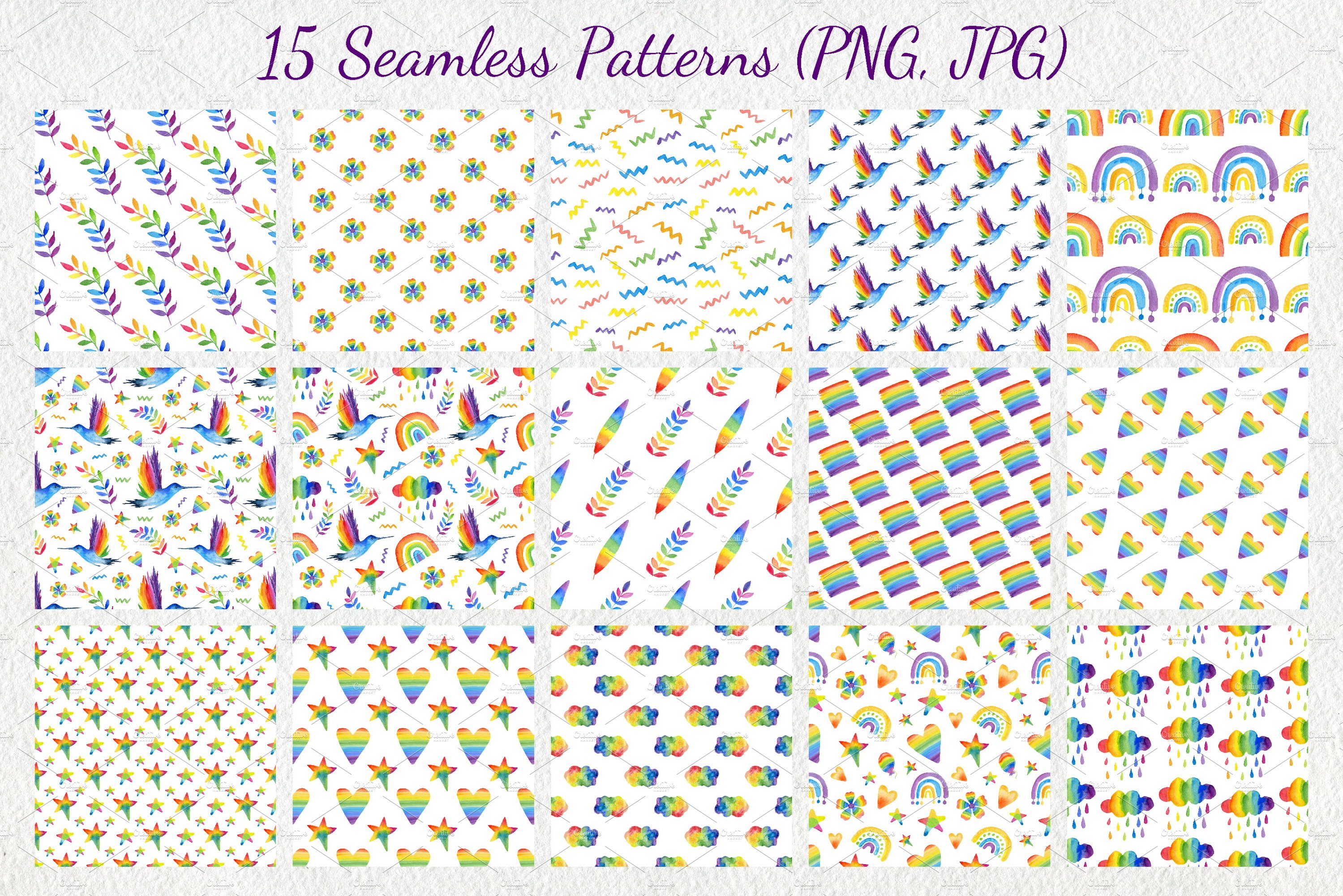 rainbow clipart seamless patterns all 687