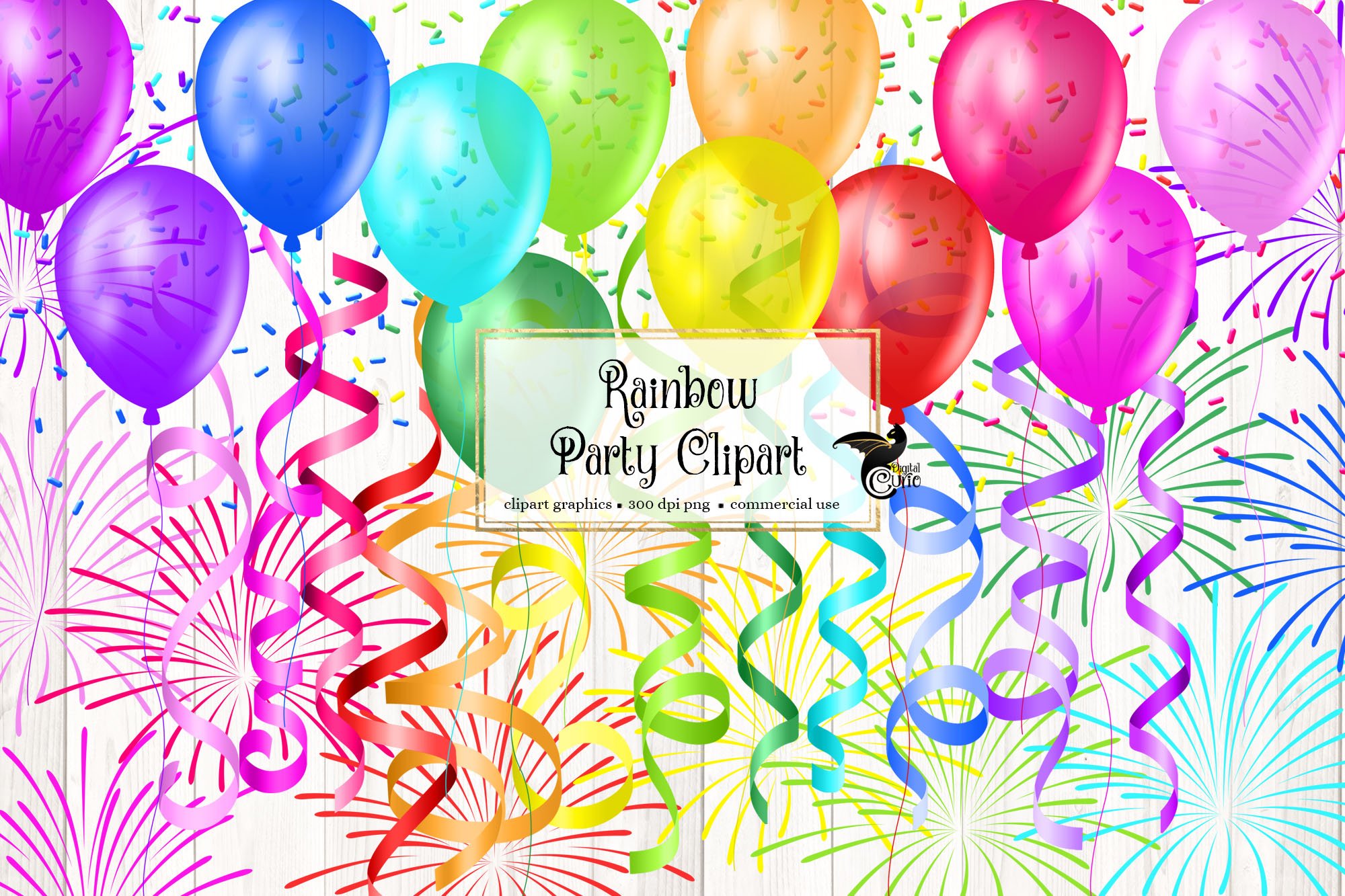 Rainbow Party Clip Art cover image.