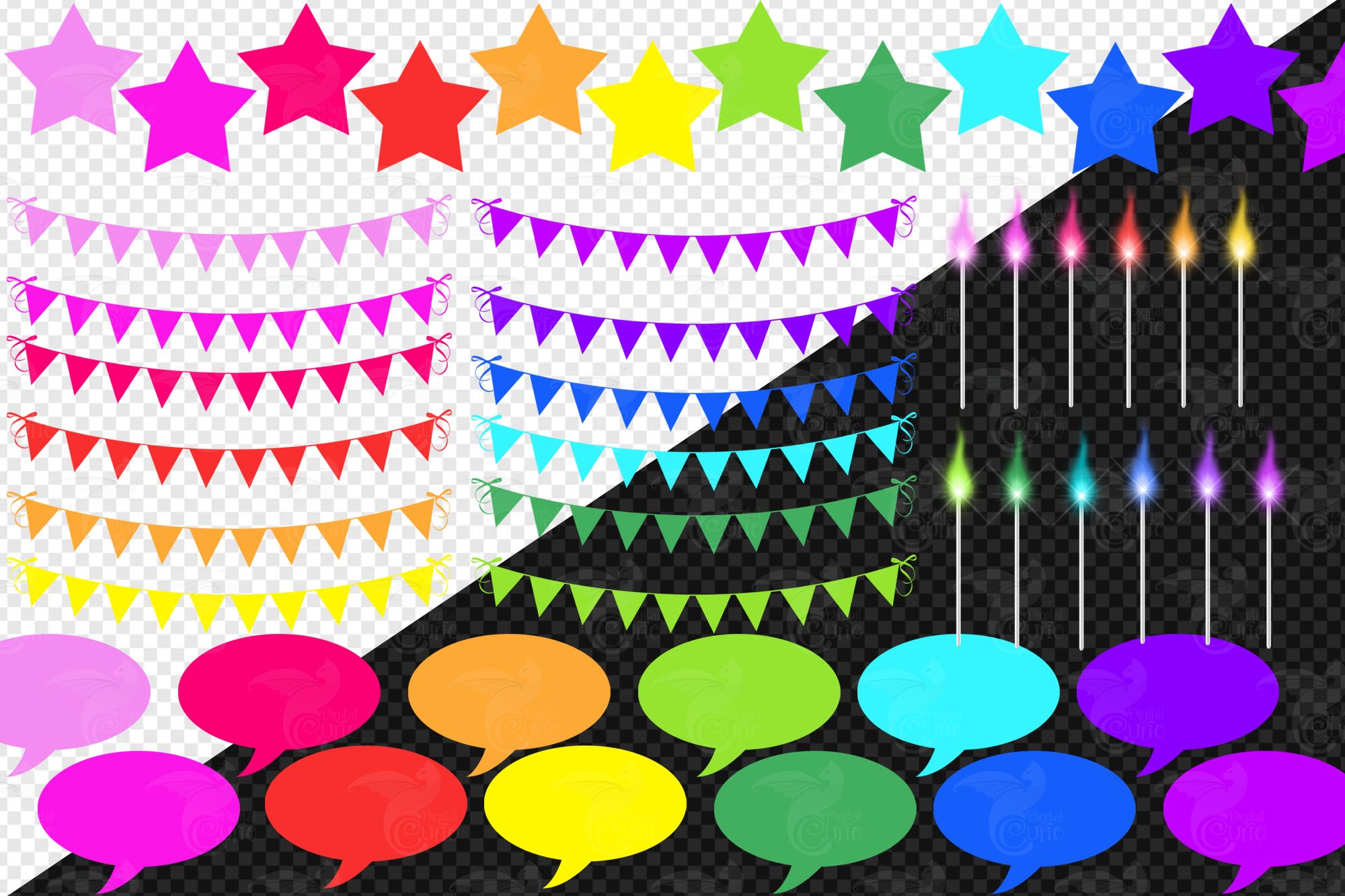 Rainbow Party Clip Art preview image.