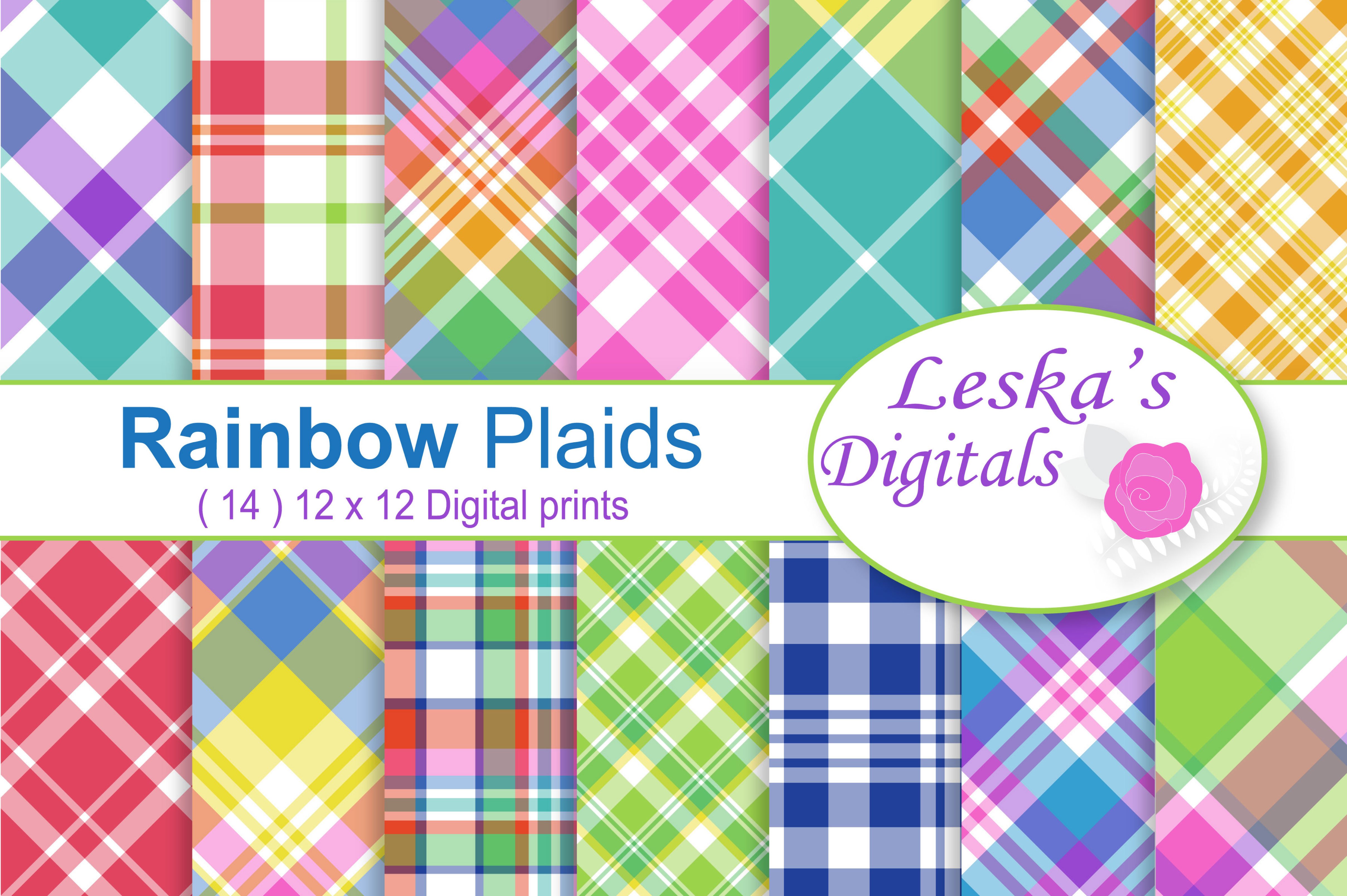 Rainbow Plaid Digital Paper cover image.
