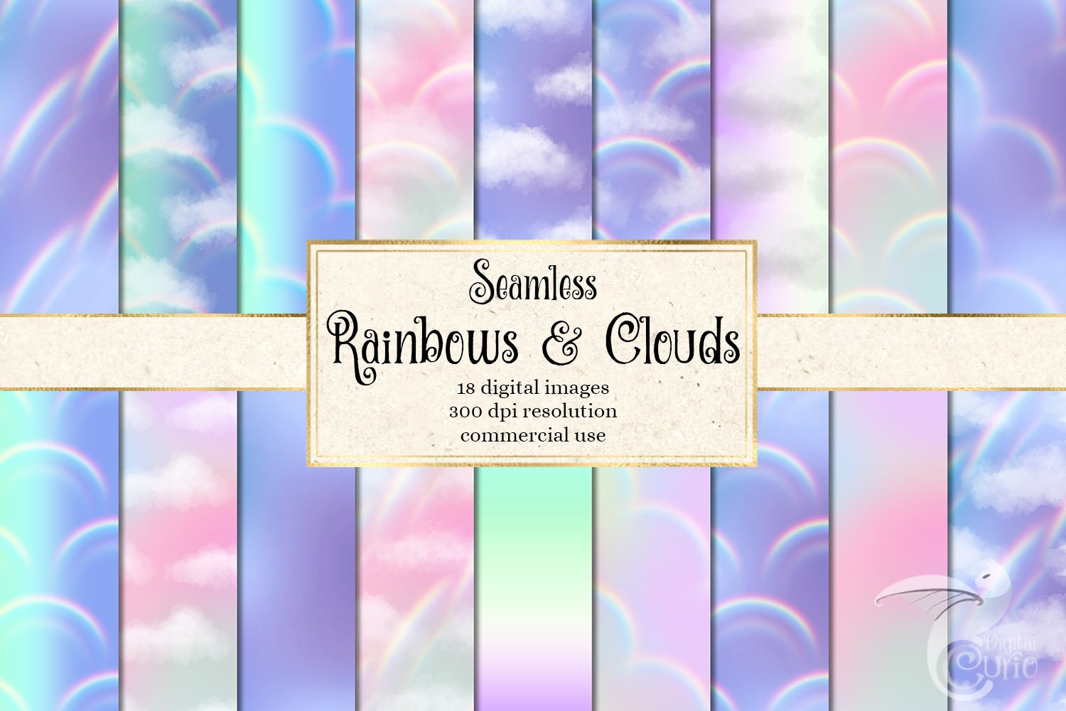 Rainbows & Clouds Digital Paper cover image.