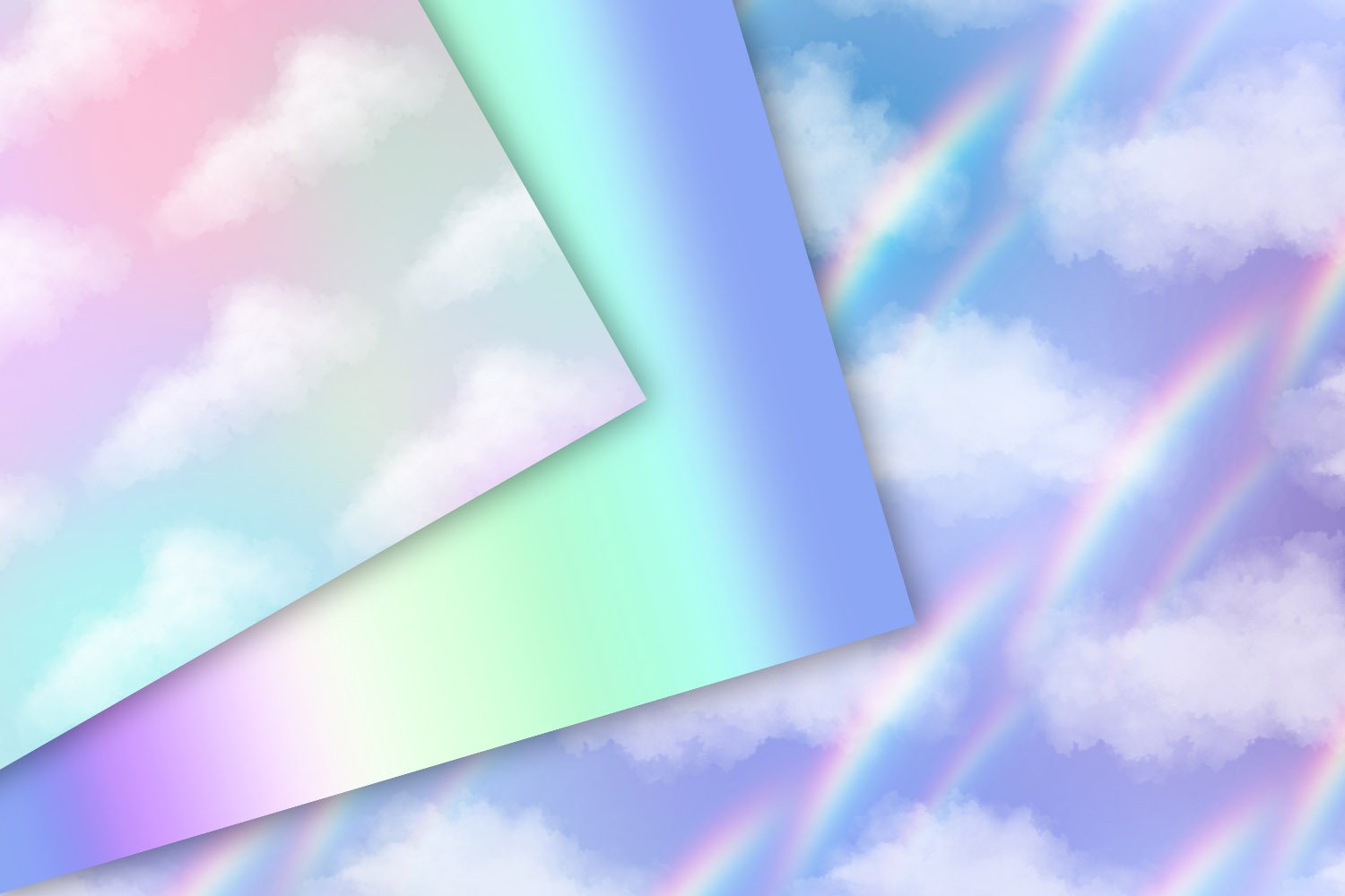 Rainbows & Clouds Digital Paper preview image.