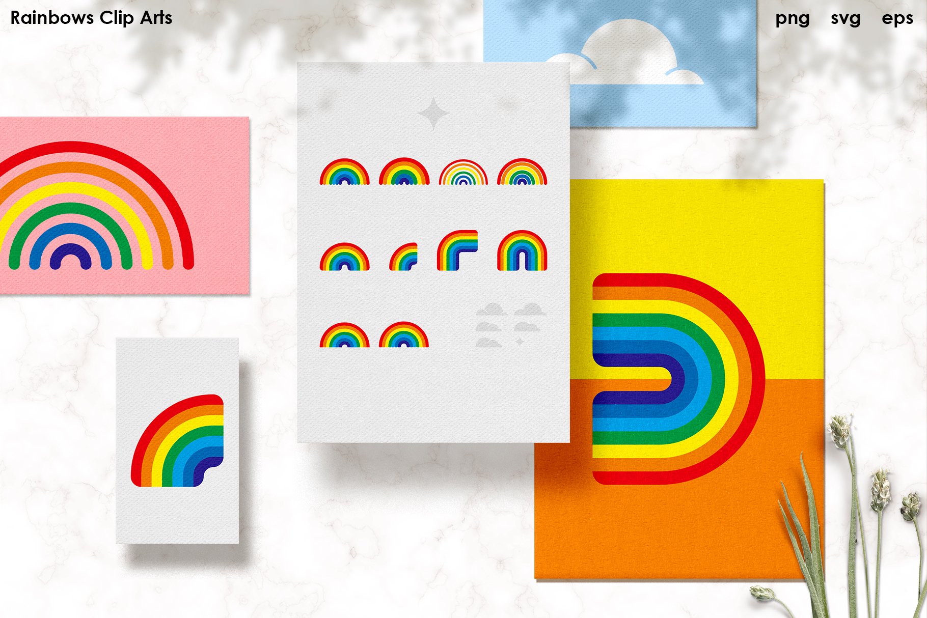 Rainbows Clip Arts - PNG, SVG, EPS cover image.