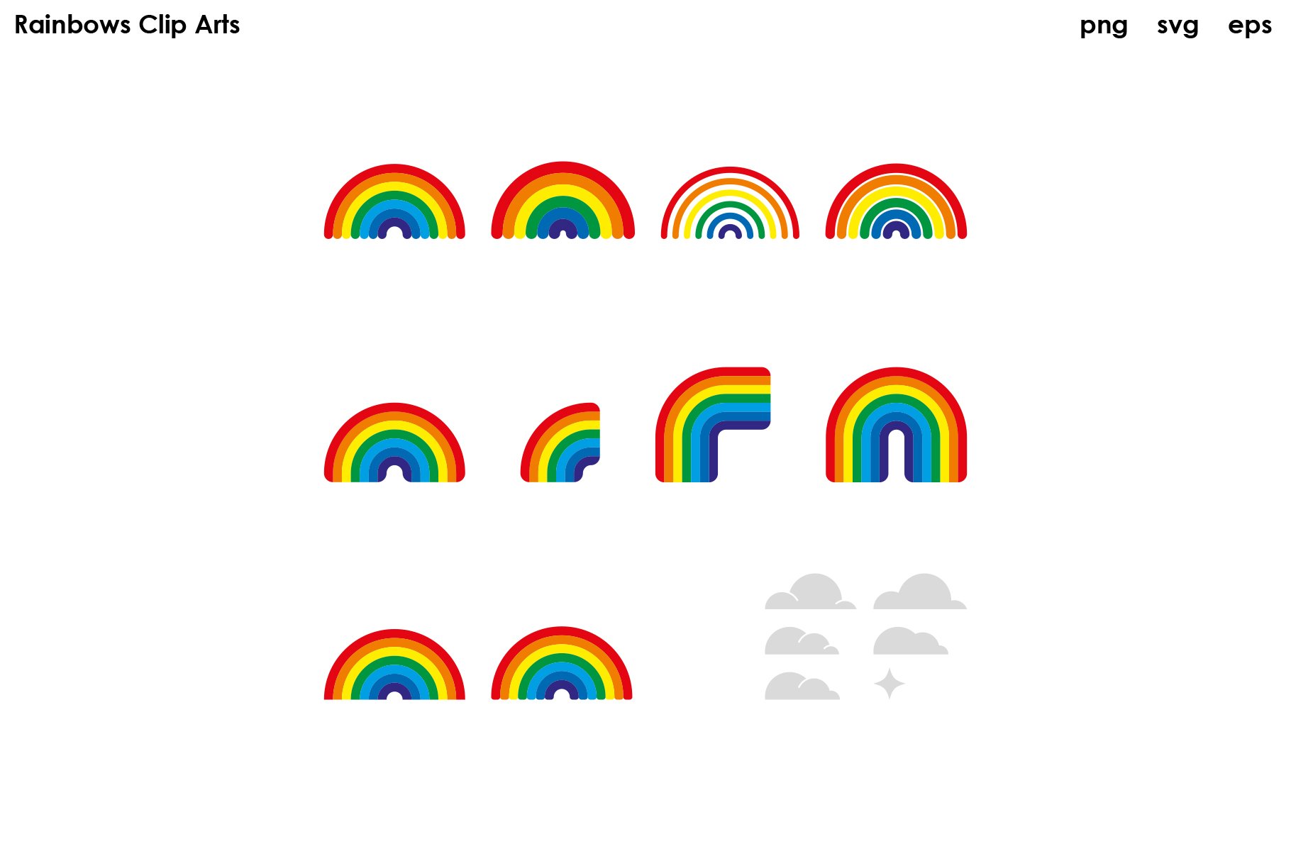 Rainbows Clip Arts - PNG, SVG, EPS preview image.