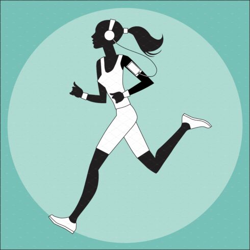 Girl athlete to jog listening music cover image.