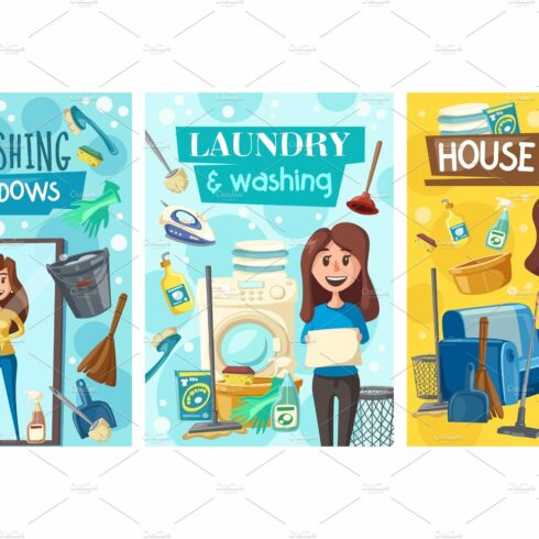 Home cleaning service, laundry cover image.