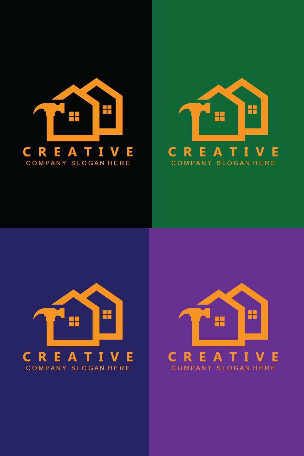 Real estate logo design pinterest preview image.