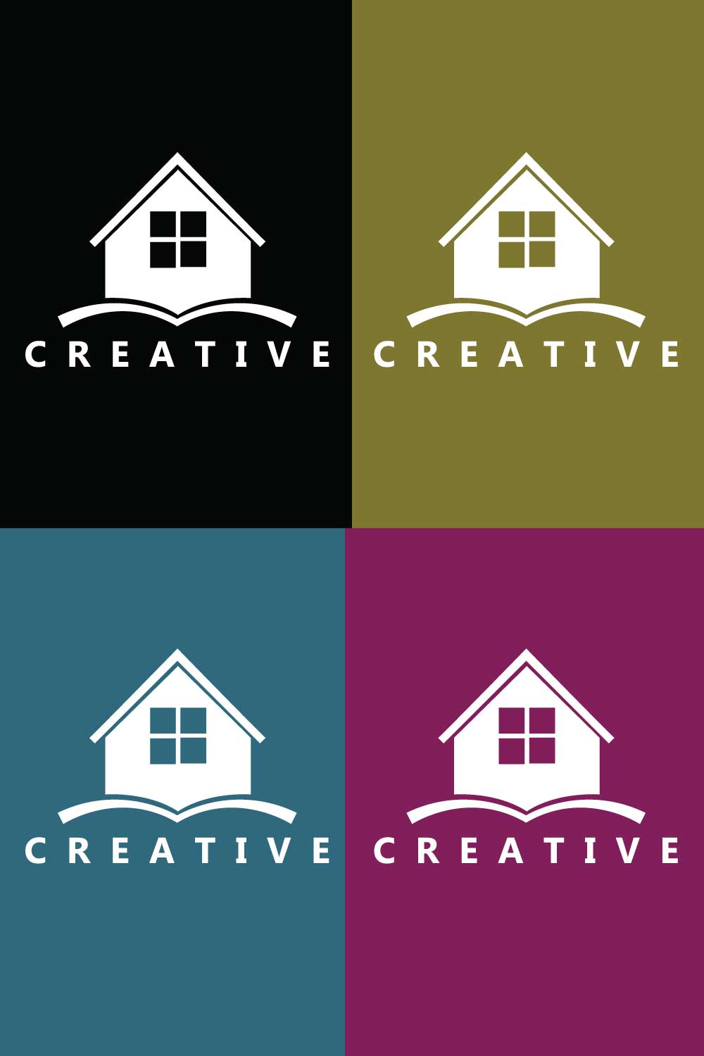 Real estate logo design pinterest preview image.