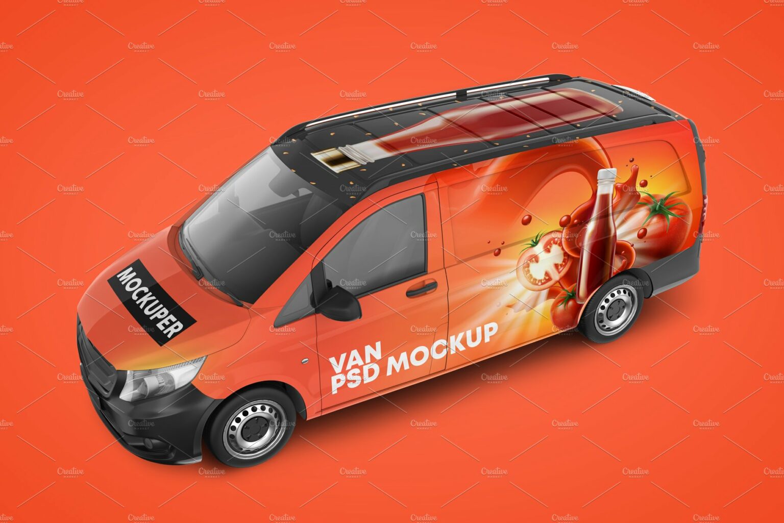 Realistic Panel Van PSD Mockup – MasterBundles