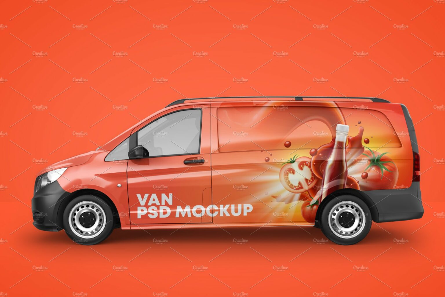 Realistic Panel Van PSD Mockup – MasterBundles