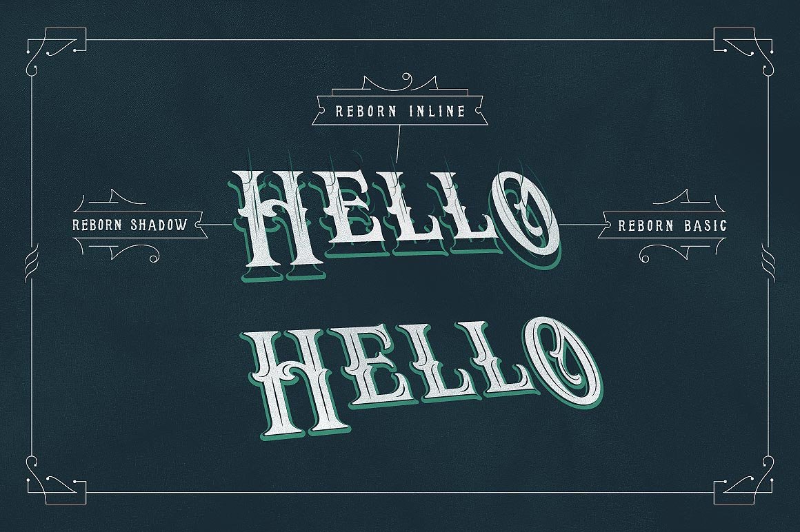 Reborn Typeface + Extras preview image.