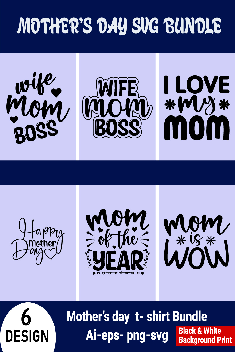 MOTHER 'S DAT T SHIRT SVG BUNDLE pinterest preview image.