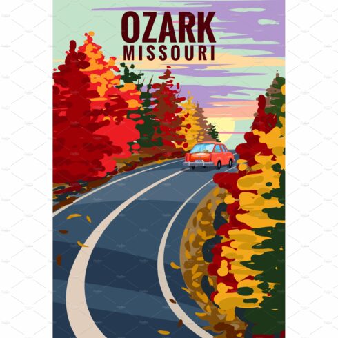 Ozark Missouri travel vintage poster cover image.