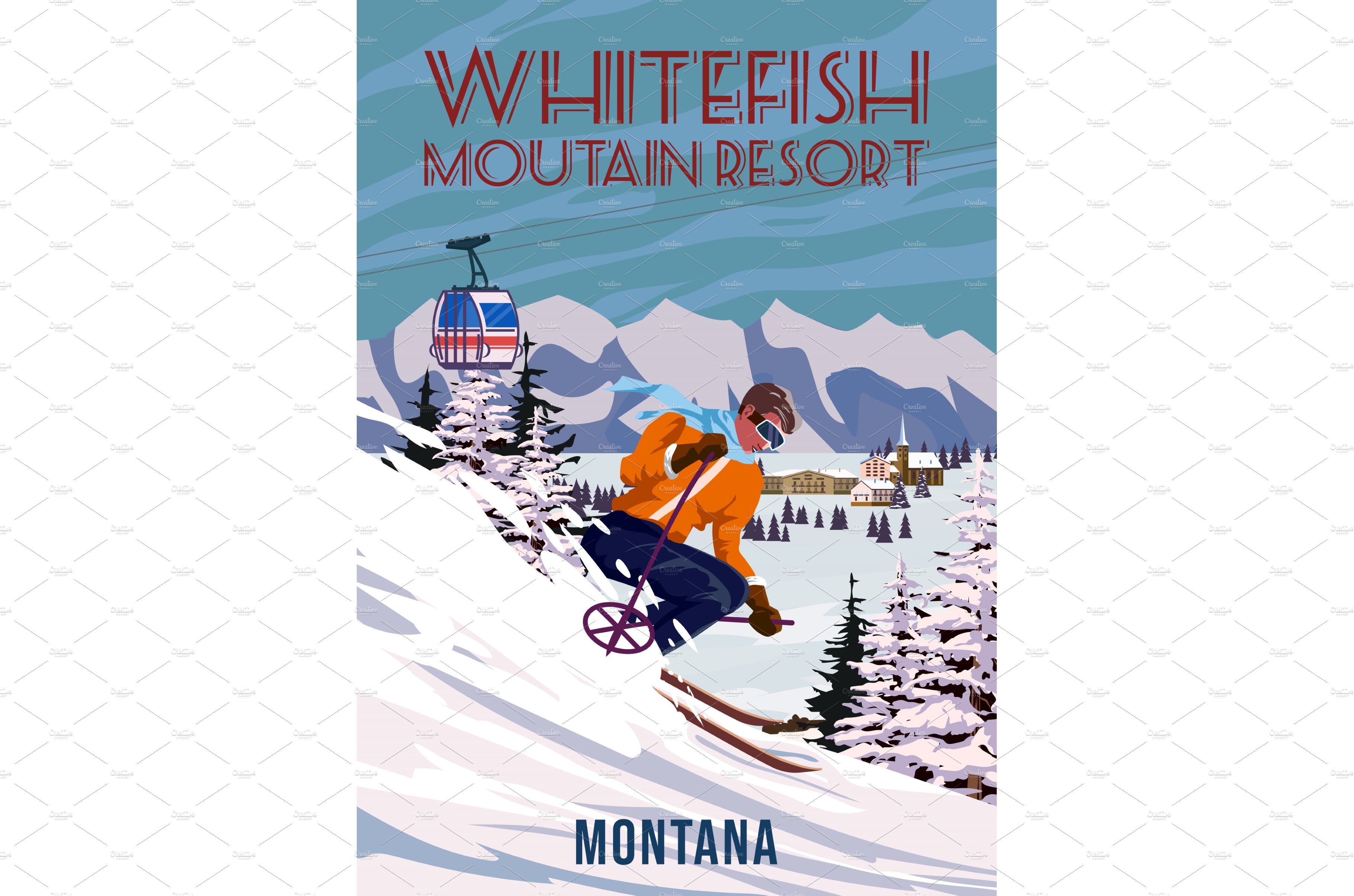Travel poster Ski Whitefish resort cover image.