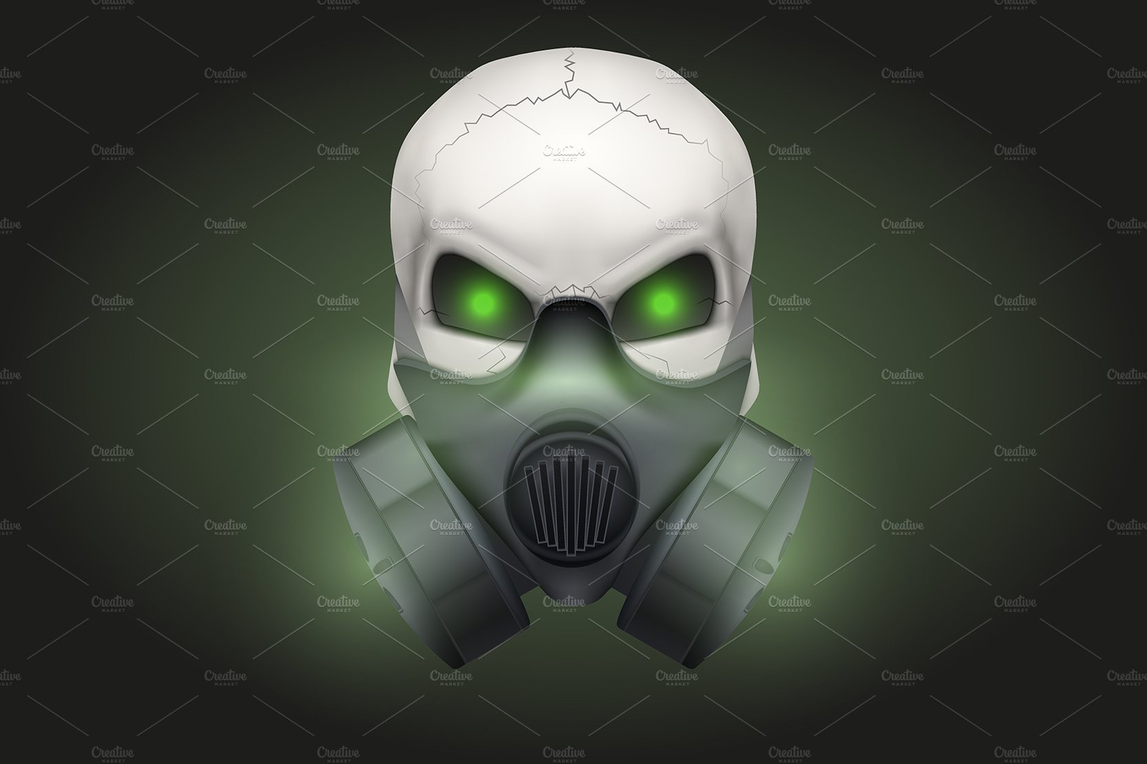 Skull with respirator cover image.