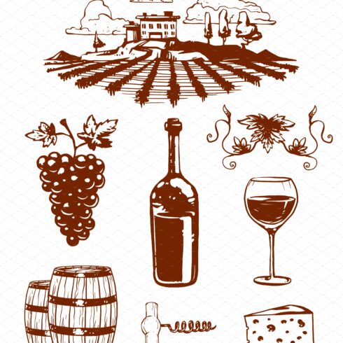 Vinery grape agriculture vector cover image.