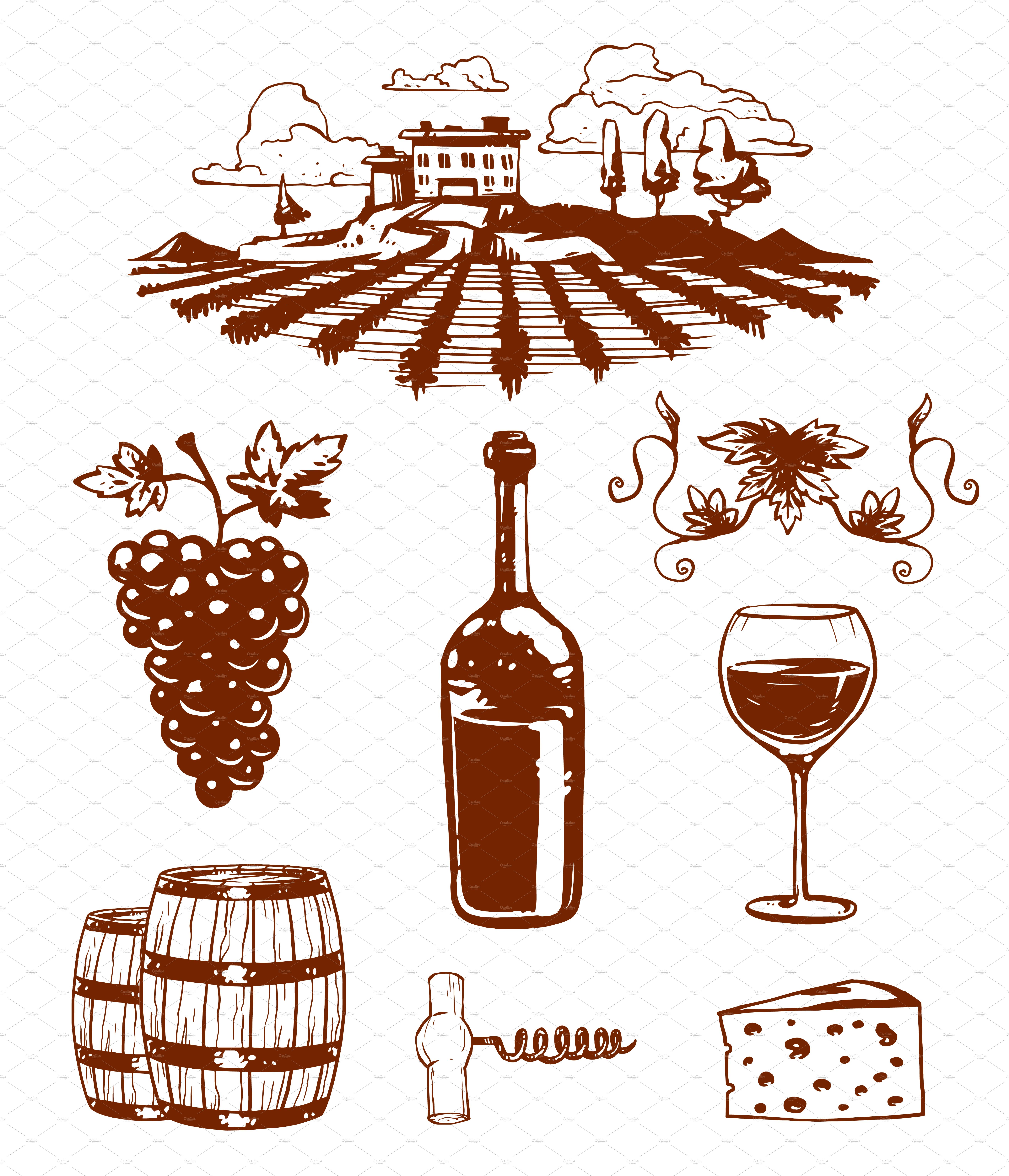 Vinery grape agriculture vector cover image.