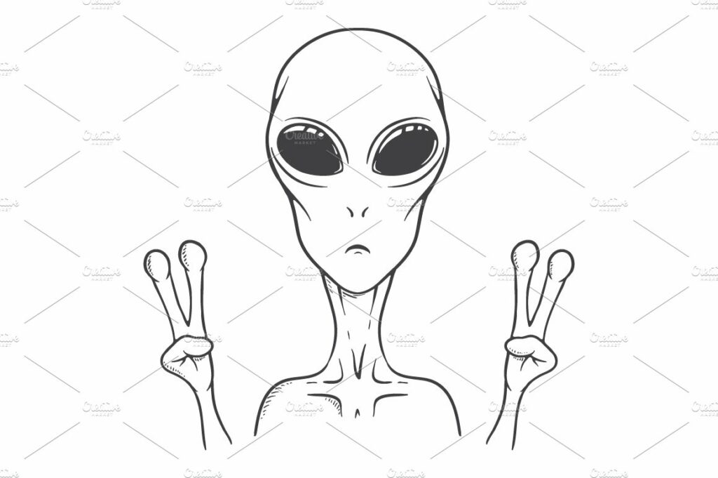 The alien shows peace sign – MasterBundles