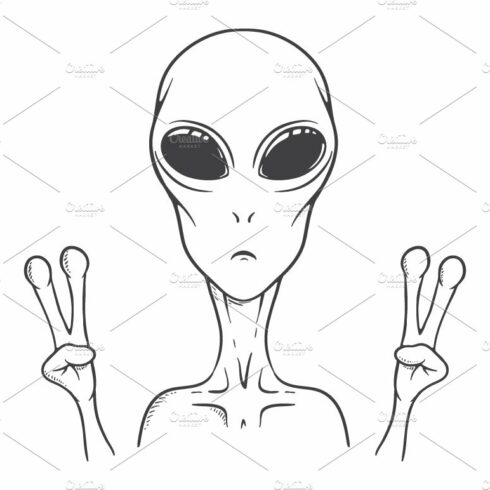 The alien shows peace sign cover image.