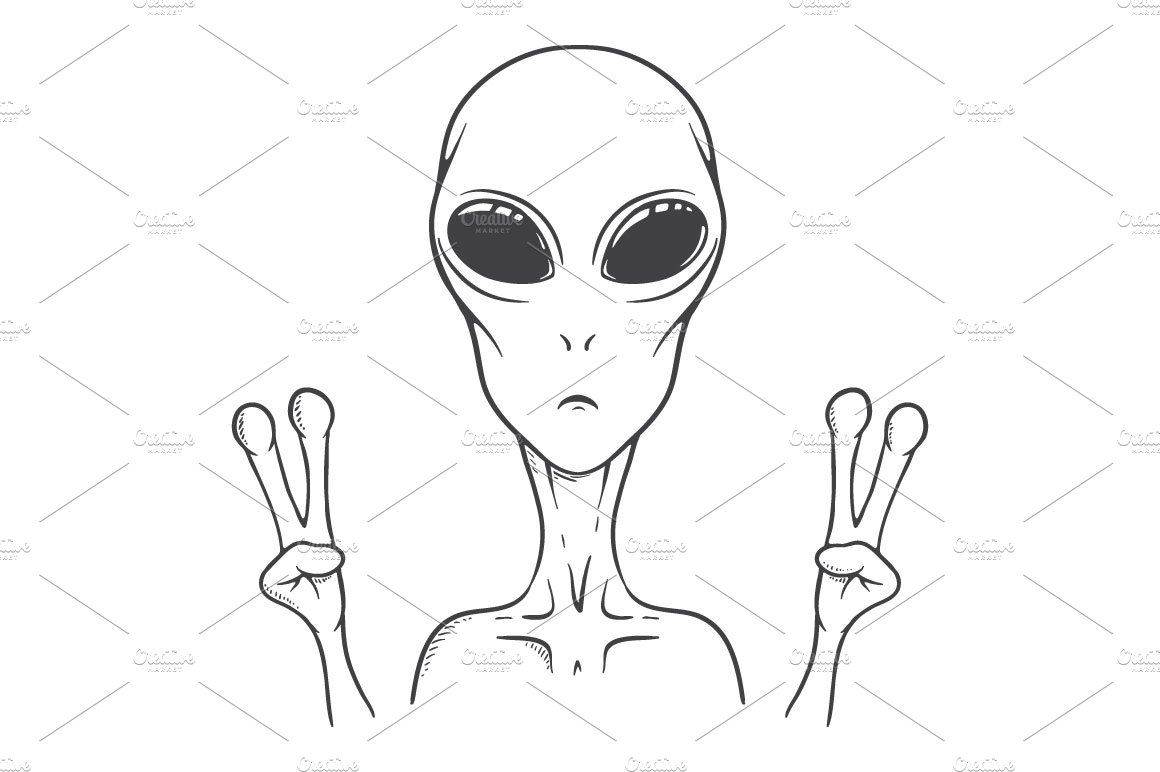 The alien shows peace sign cover image.