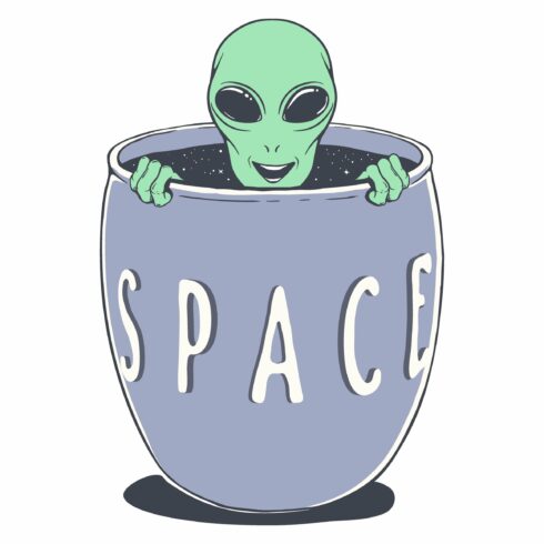 alien peeps out from  bowl of space cover image.