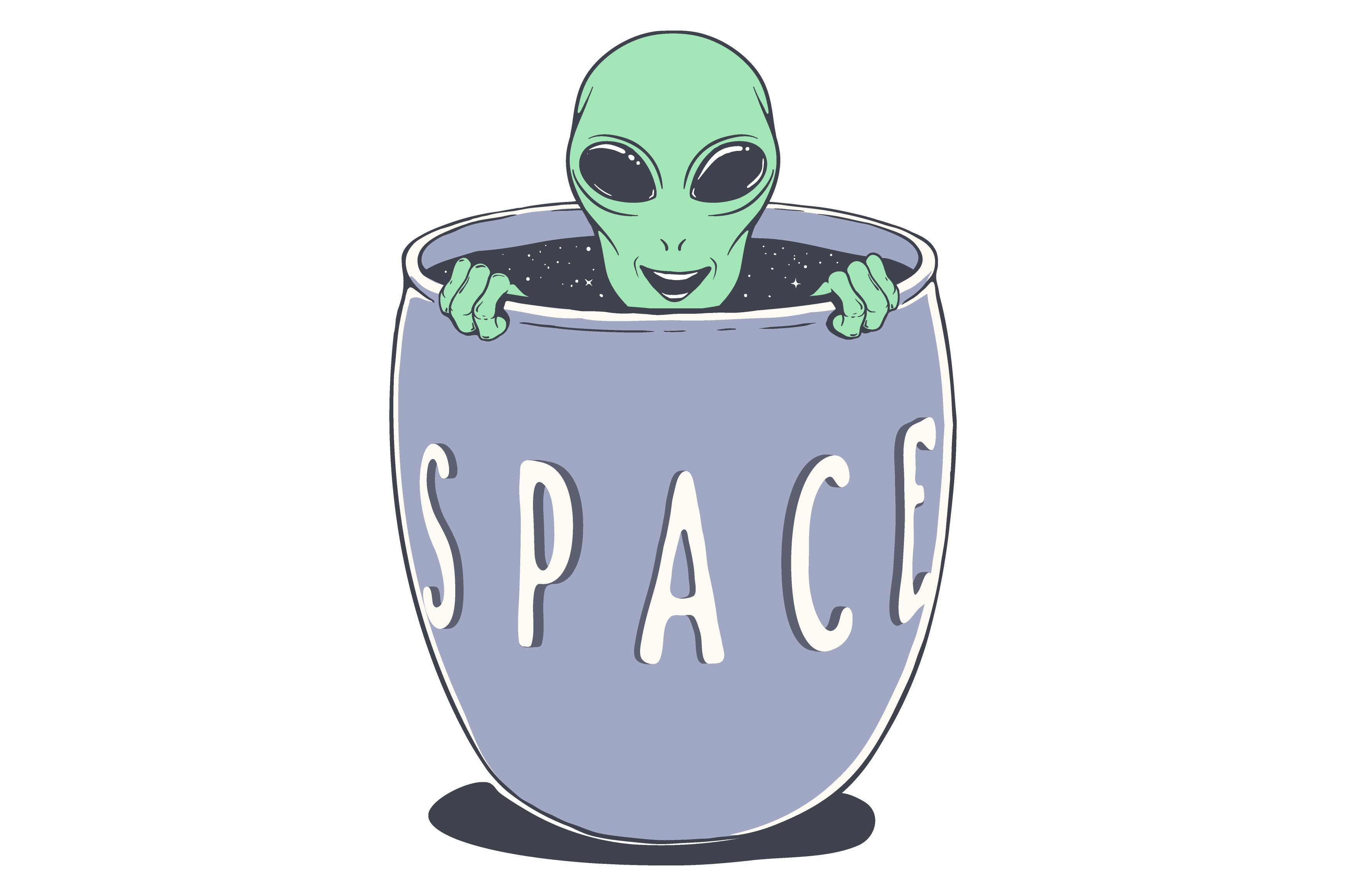 alien peeps out from  bowl of space cover image.