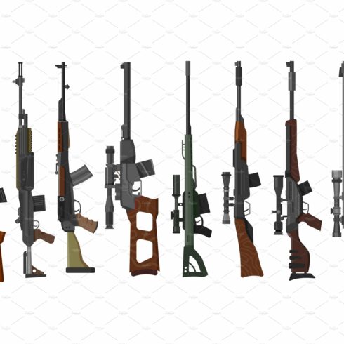 Rifle guns set, military weapon cover image.