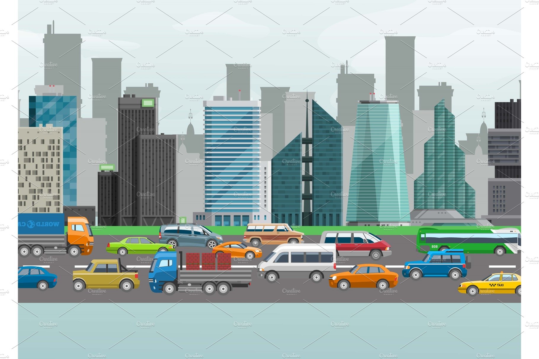 City traffic street vector cover image.