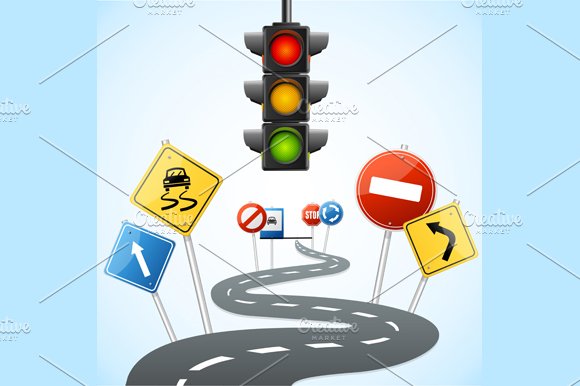 Concept of Road with Traffic Lights. cover image.