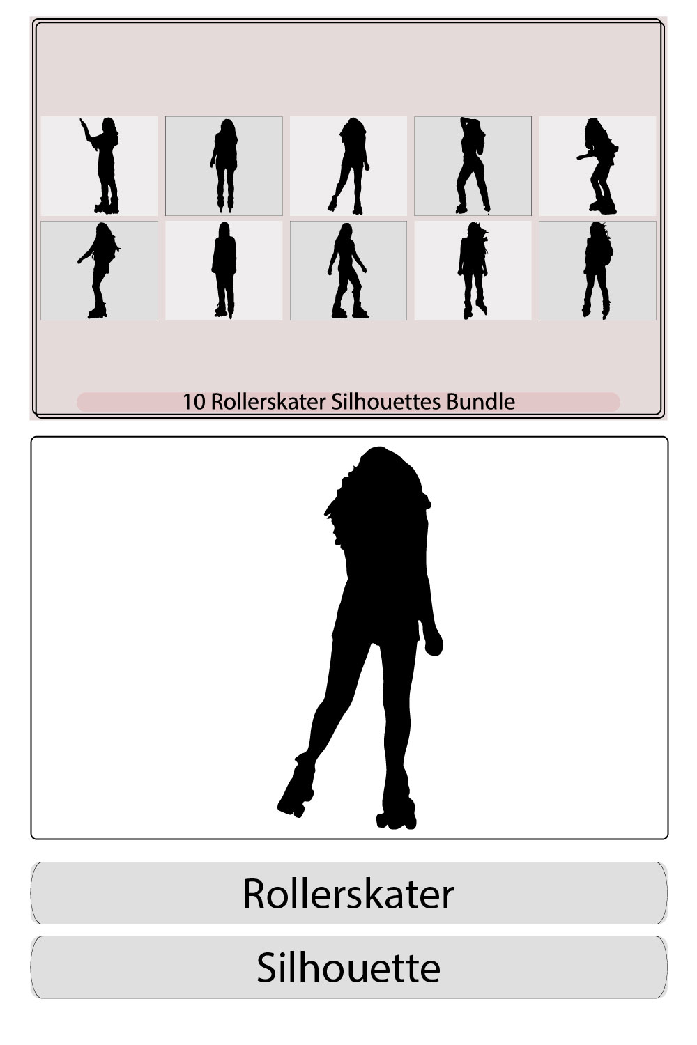 Silhouettes of roller girl,silhouette of woman riding on skates,Silhouettes of roller girl,woman in roller skate silhouette pinterest preview image.