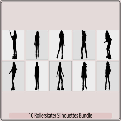 Silhouettes of roller girl,silhouette of woman riding on skates,Silhouettes of roller girl,woman in roller skate silhouette cover image.