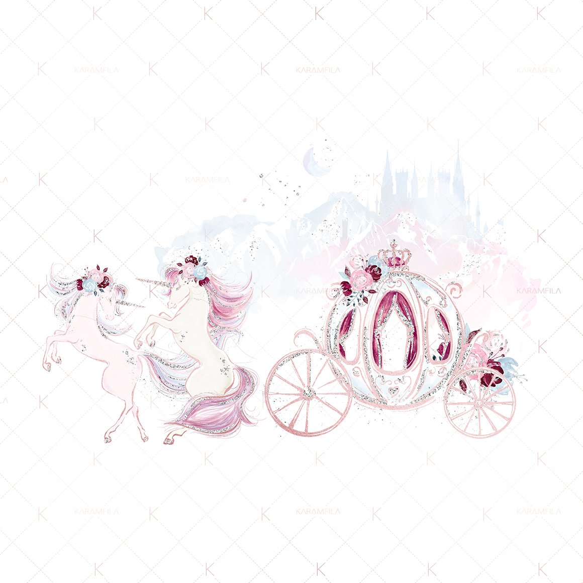 Rose Gold & Burgundy Unicorns preview image.