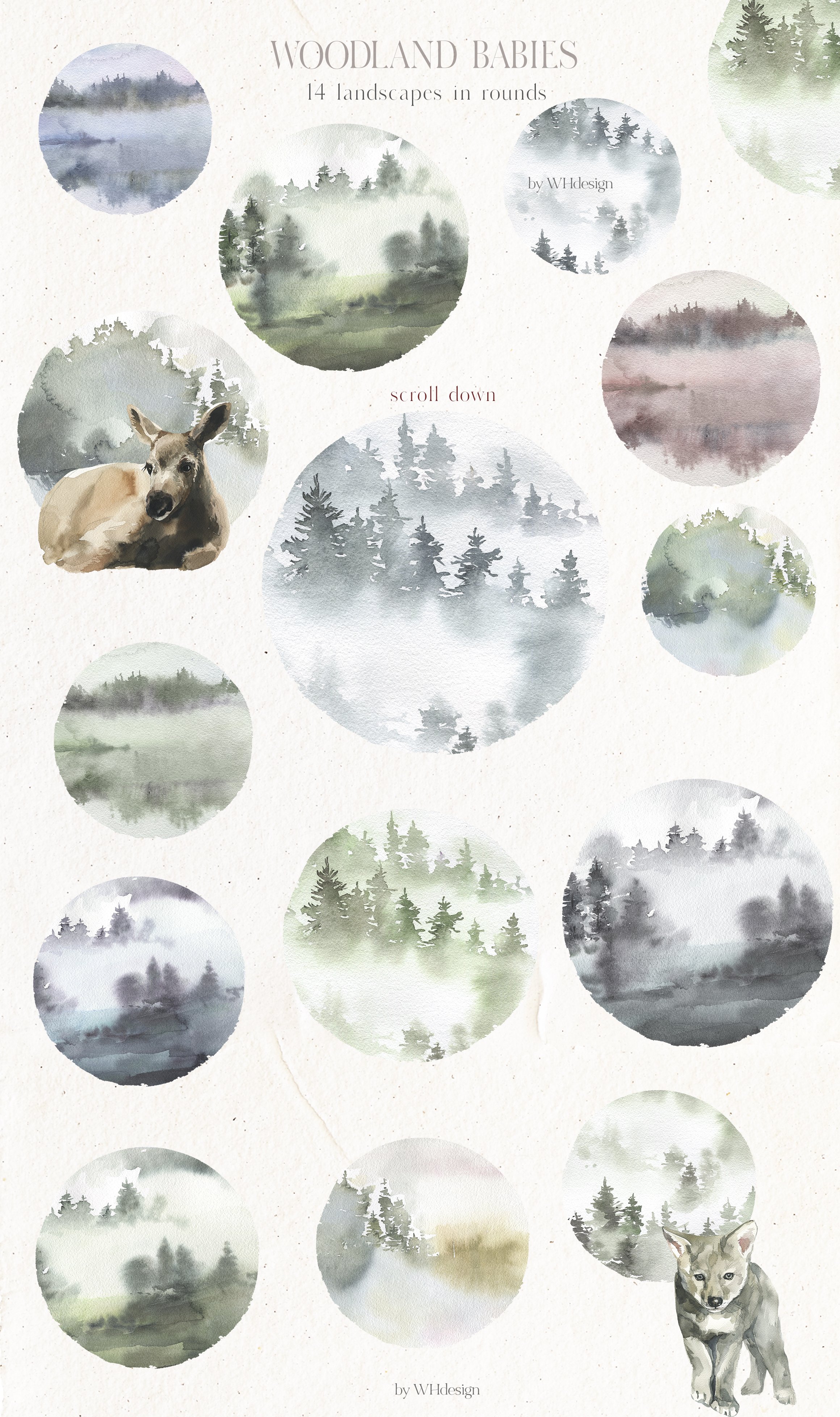 round landscape backgrounds watercolor clipart 2 633