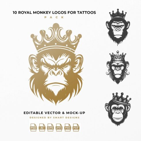 royal monkey logos for tattoos pack x10 1 652