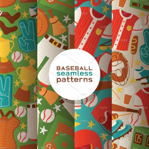 Baseball vector seamless pattern cover image.