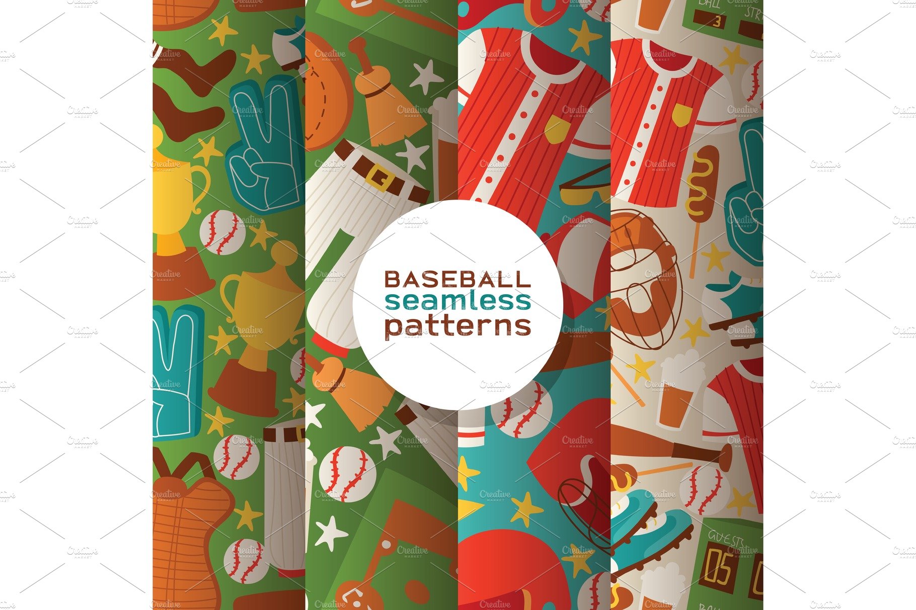 Baseball vector seamless pattern cover image.