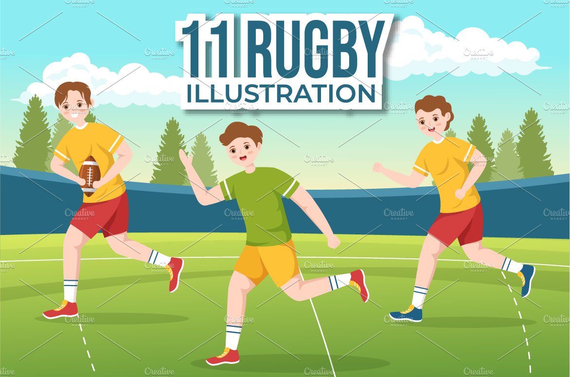 11 Rugby Player Illustration cover image.