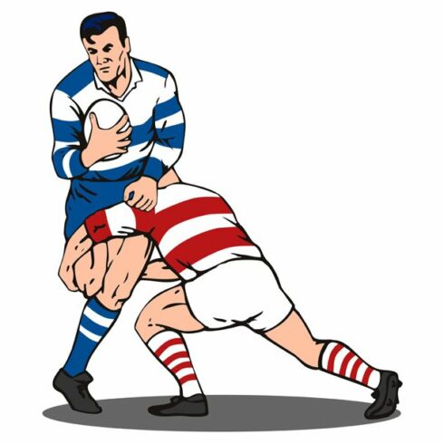 Rugby Player Tackled With Ball Retro cover image.