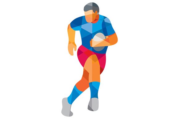 Rugby Player Running Low Polygon cover image.